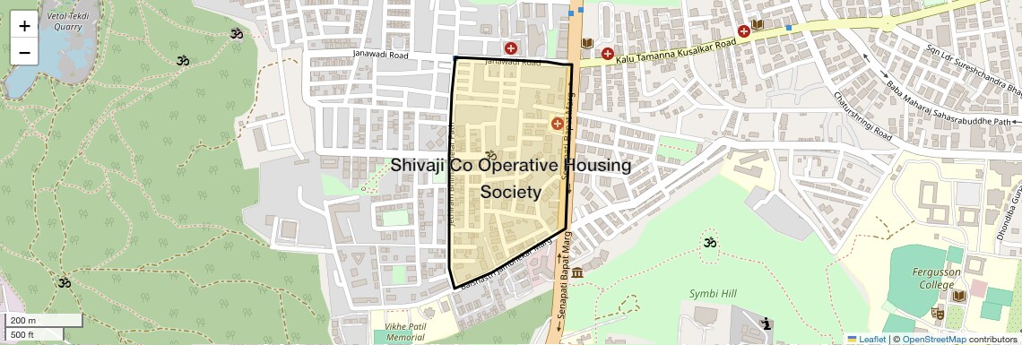Location Map of Shivaji Co Operative Housing Society, Pune