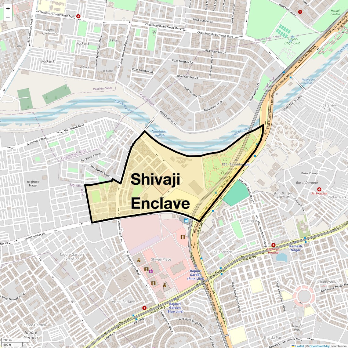 Location Map of Shivaji Enclave, Delhi