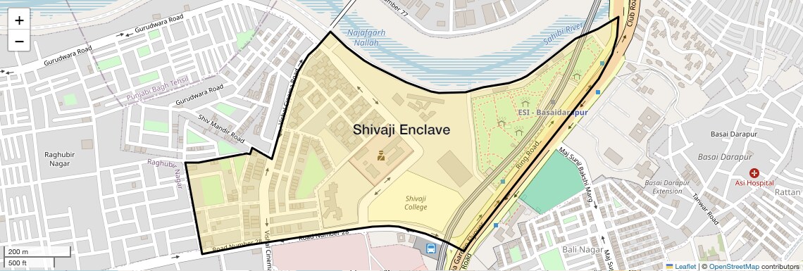 Location Map of Shivaji Enclave, Delhi