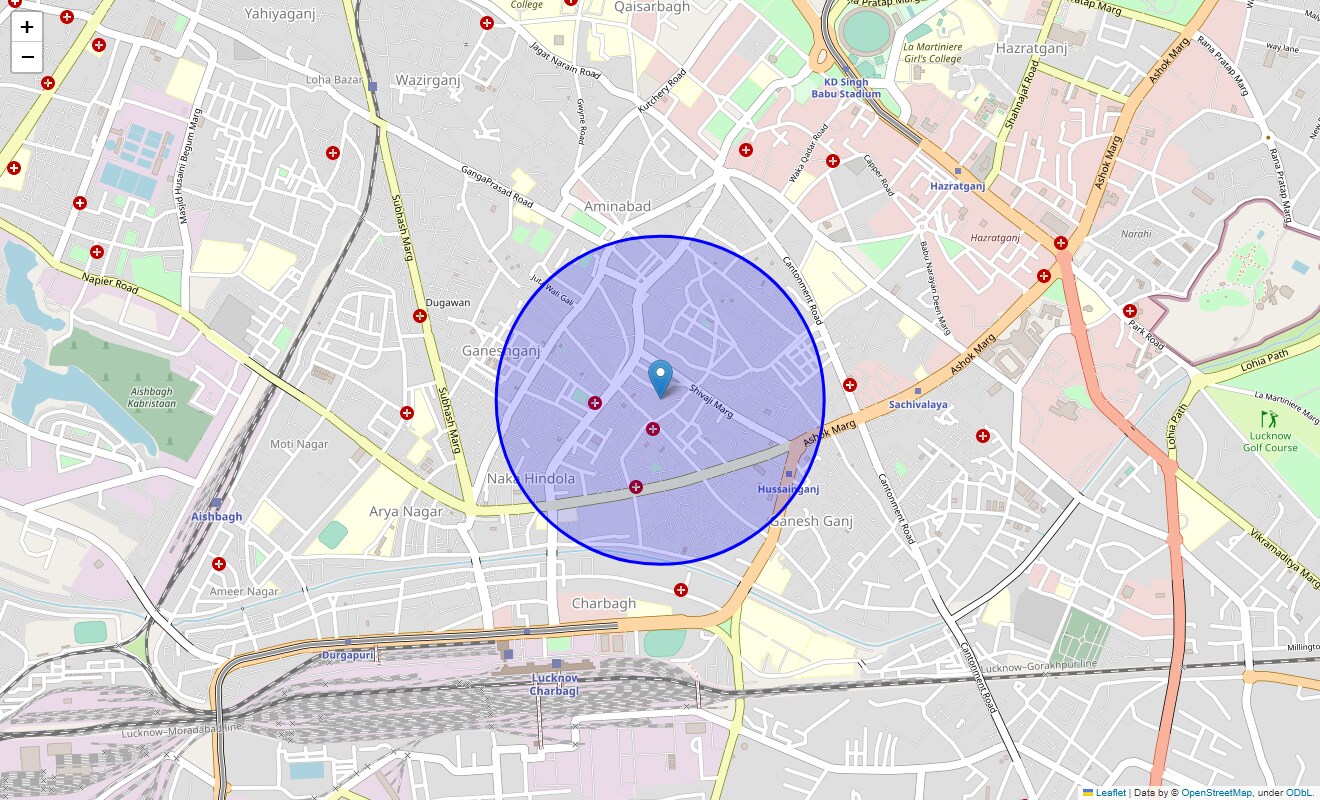 Location Map of Shivaji Marg, Lucknow