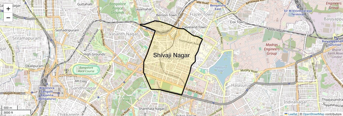 Location Map of Shivaji Nagar, Bangalore