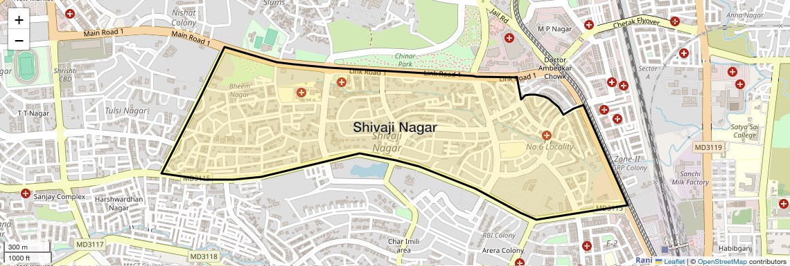 Location Map of Shivaji Nagar, Bhopal