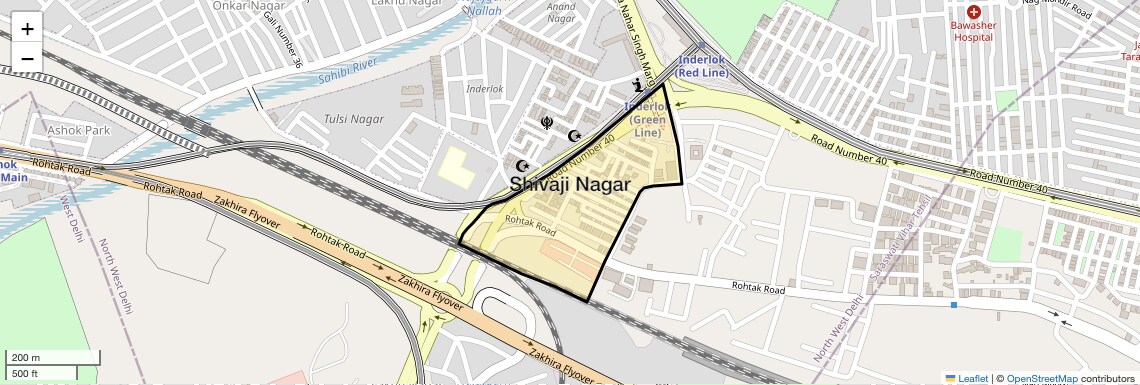 Location Map of Shivaji Nagar, Delhi