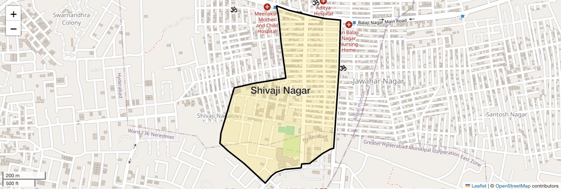 Location Map of Shivaji Nagar, Hyderabad