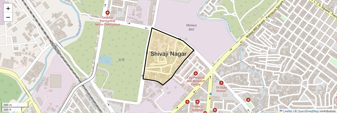 Location Map of Shivaji Nagar, Indore