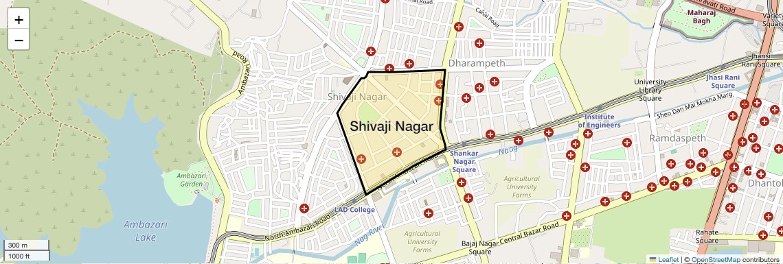Location Map of Shivaji Nagar, Nagpur
