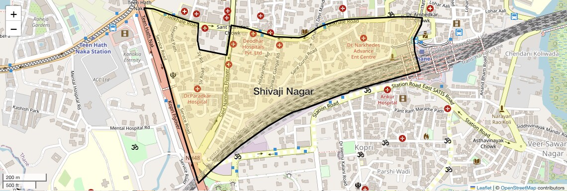 Location Map of Shivaji Nagar, Thane