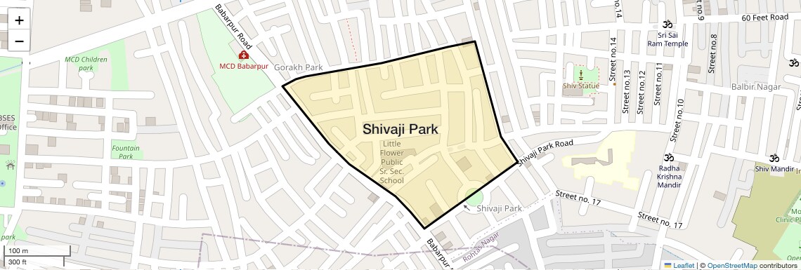Location Map of Shivaji Park, Delhi