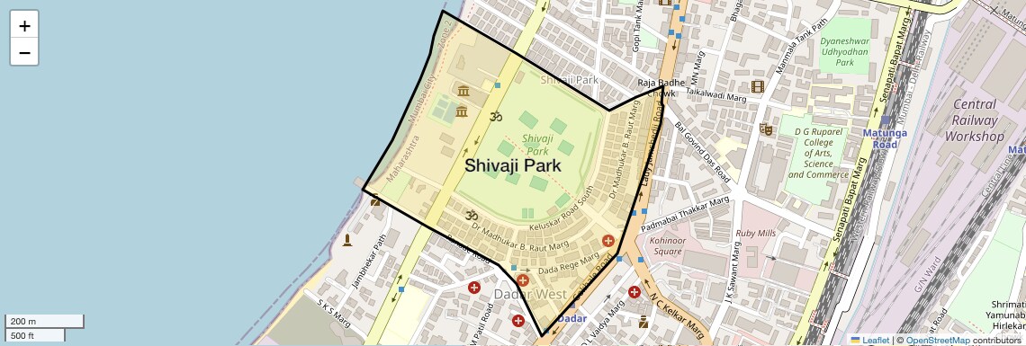 Location Map of Shivaji Park, Mumbai