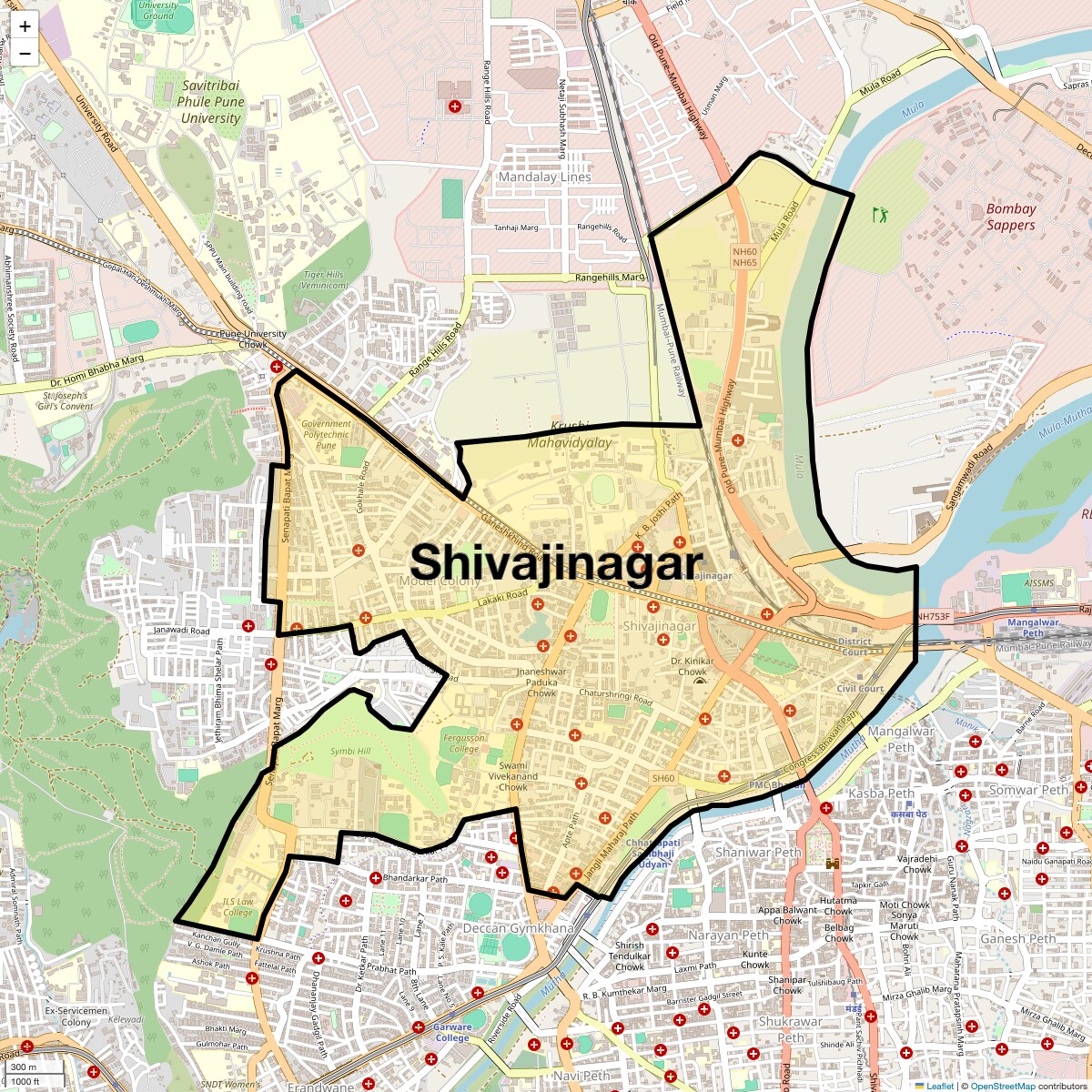 Location Map of Shivajinagar, Pune