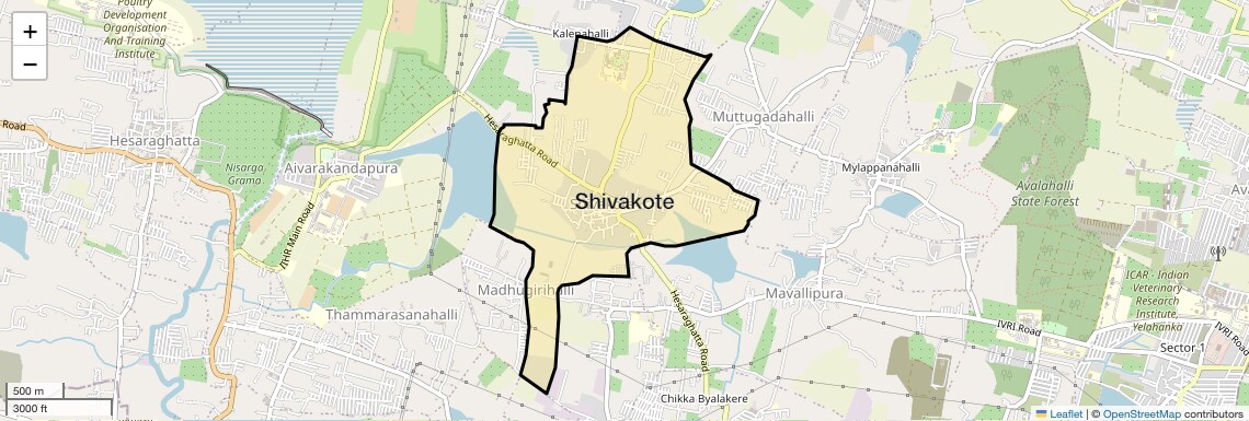 Location Map of Shivakote, Bangalore