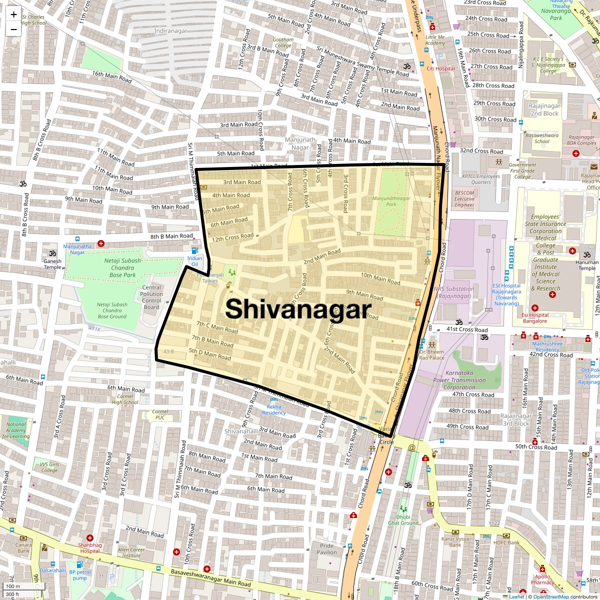 Location Map of Shivanagar, Bangalore