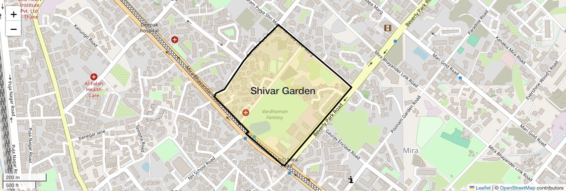 Location Map of Shivar Garden, Thane
