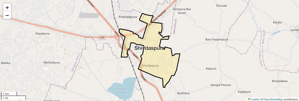 Location Map of Shivdaspura, Jaipur