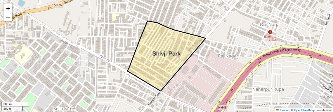 Location Map of Shivji Park, Gurgaon