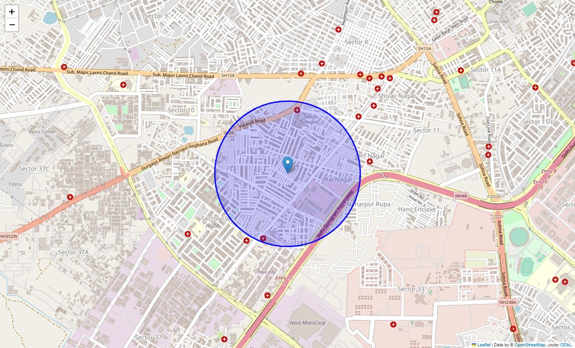 Location Map of Shivji Park, Gurgaon
