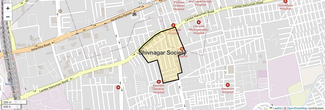 Location Map of Shivnagar Society, Surat
