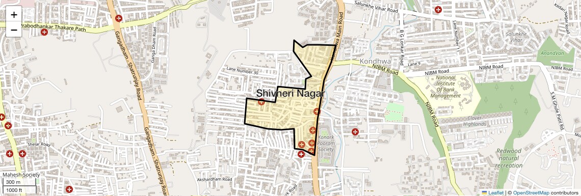 Location Map of Shivneri Nagar, Pune