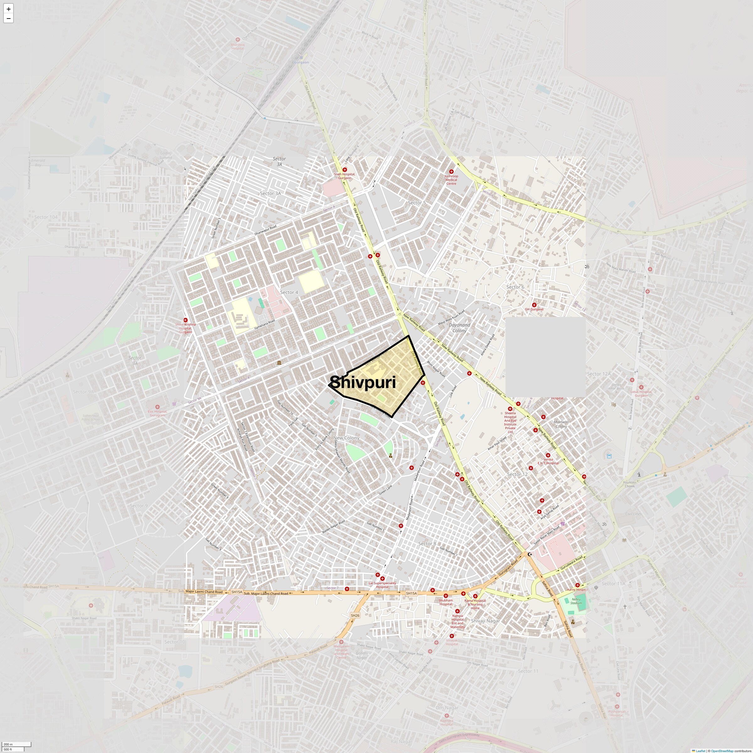 Location Map of Shivpuri, Gurgaon