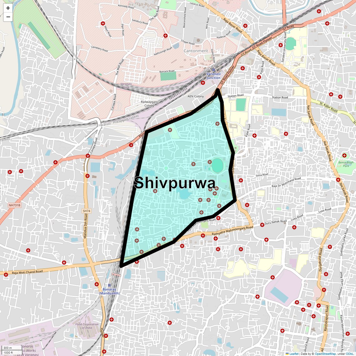 Location Map of Shivpurwa, Varanasi