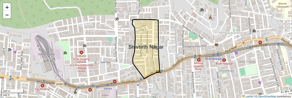 Location Map of Shivtirth Nagar, Pune