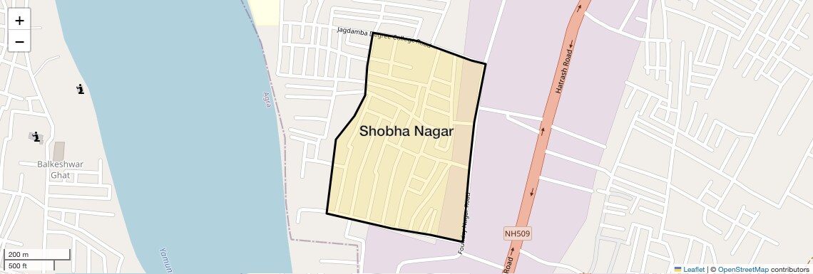 Location Map of Shobha Nagar, Agra