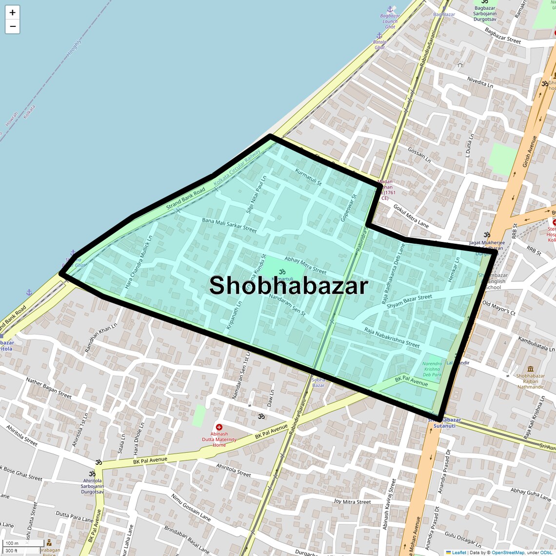 Location Map of Shobhabazar, Kolkata