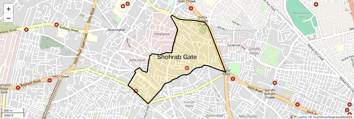 Location Map of Shohrab Gate, Meerut