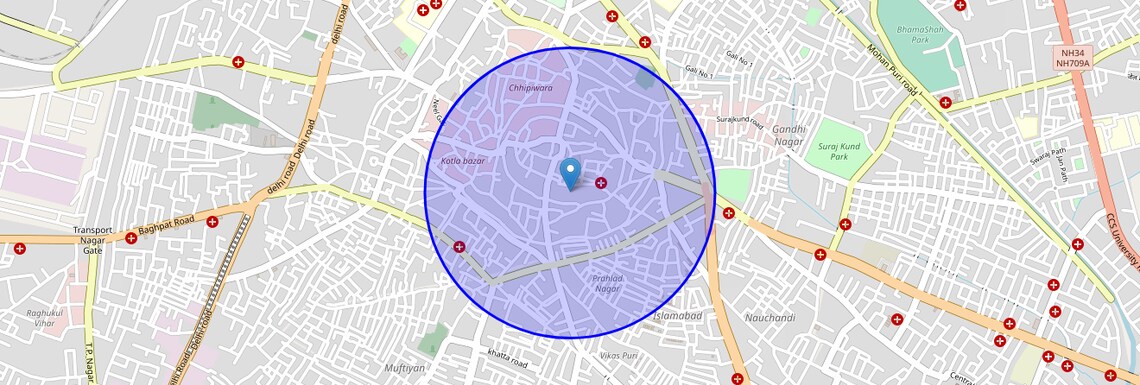 Location Map of Shohrab Gate, Meerut