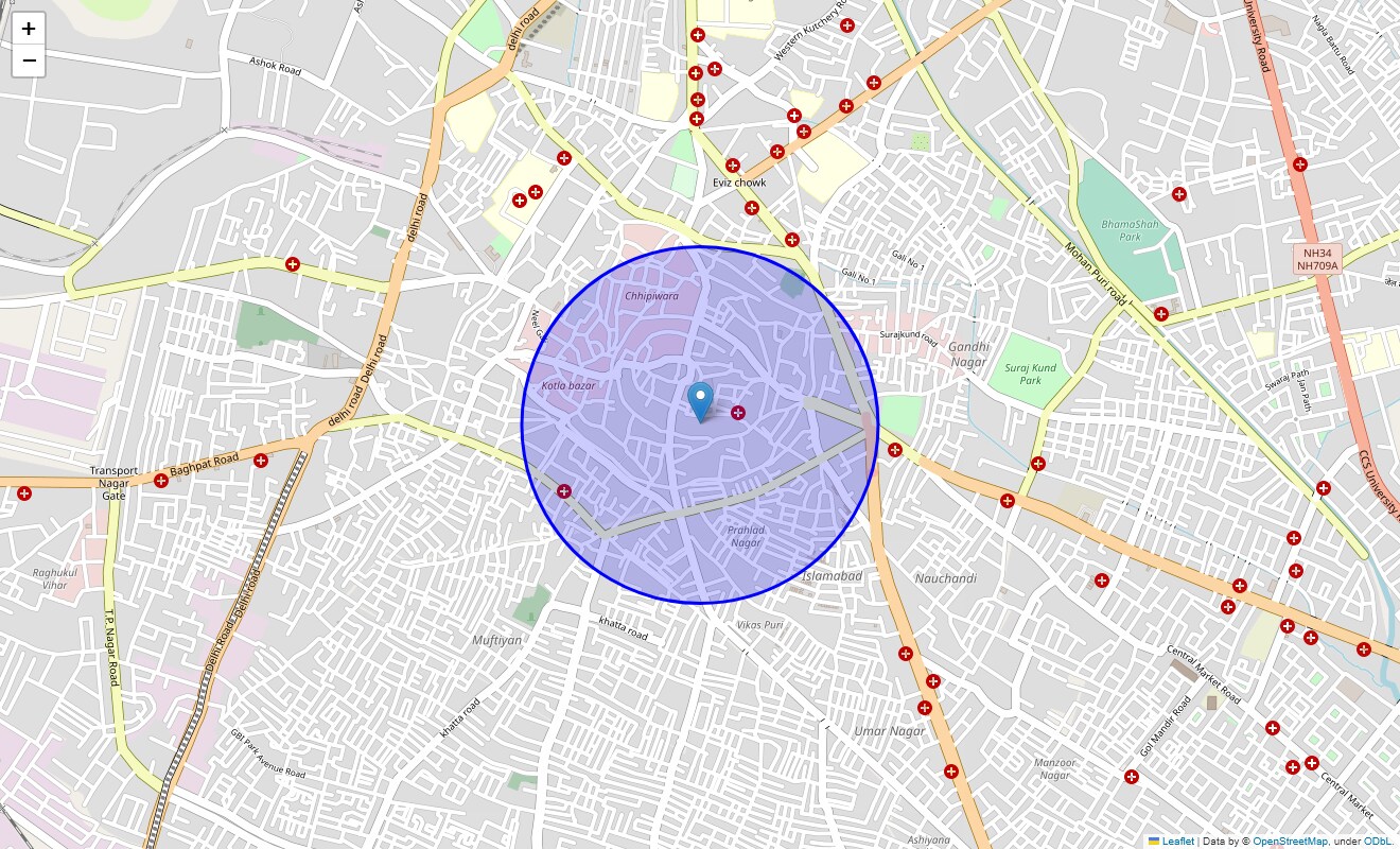Location Map of Shohrab Gate, Meerut
