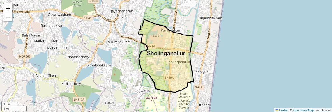 Location Map of Sholinganallur, Chennai