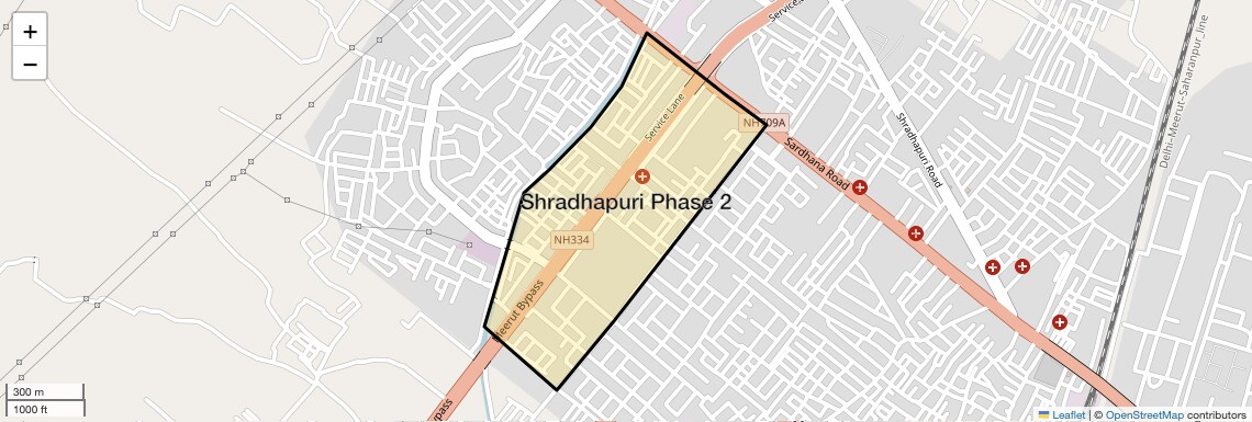 Location Map of Shradhapuri Phase 2, Meerut