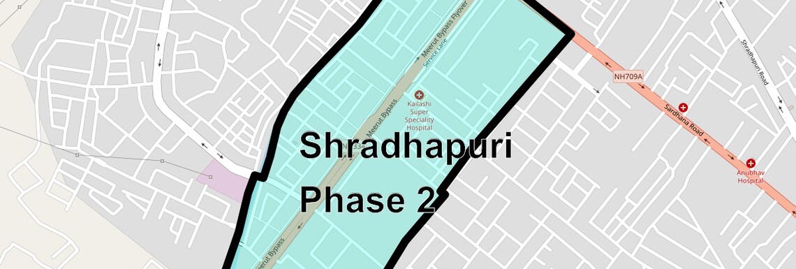 Location Map of Shradhapuri Phase 2, Meerut