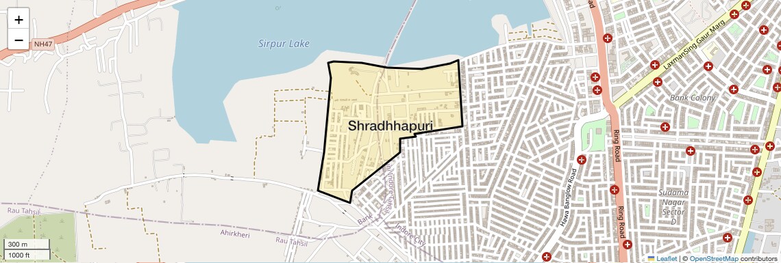 Location Map of Shradhhapuri, Indore