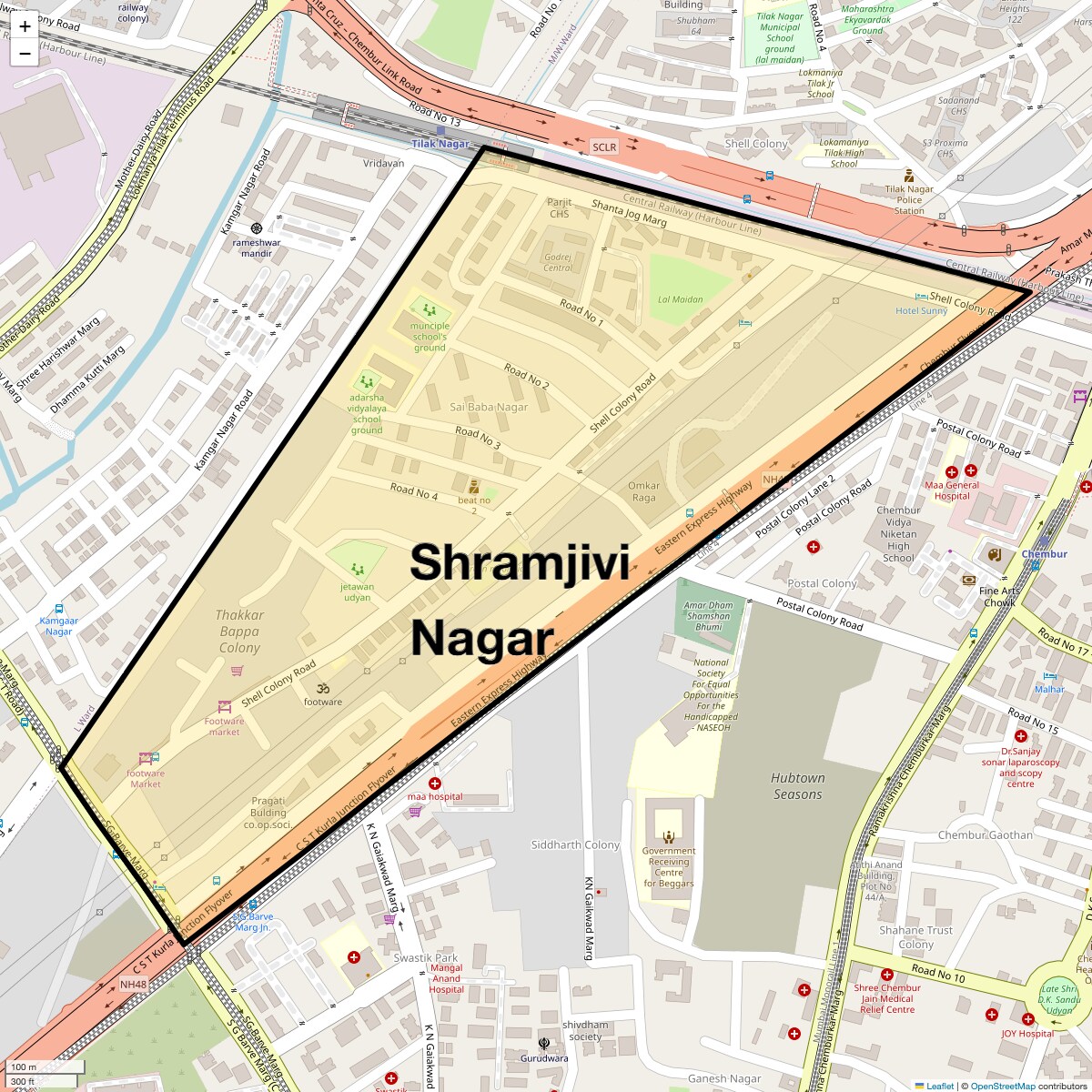 Location Map of Shramjivi Nagar, Mumbai