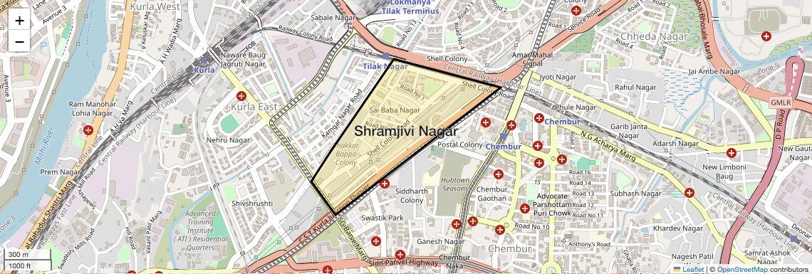 Location Map of Shramjivi Nagar, Mumbai
