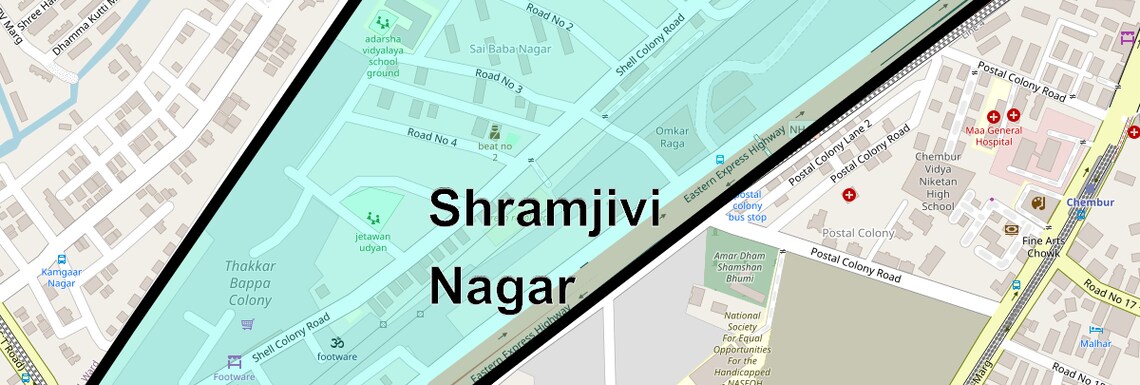 Location Map of Shramjivi Nagar, Mumbai