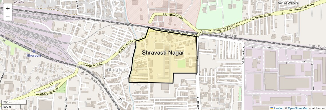 Location Map of Shravasti Nagar, Pune