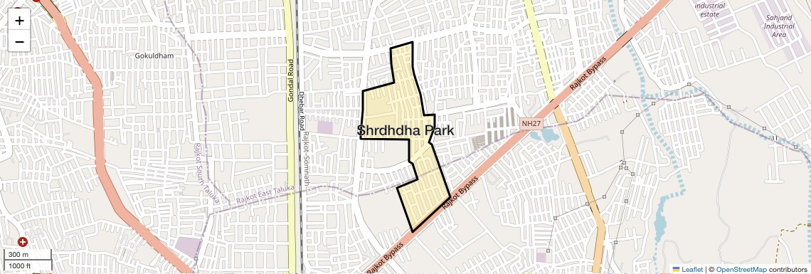 Location Map of Shrdhdha Park, Rajkot