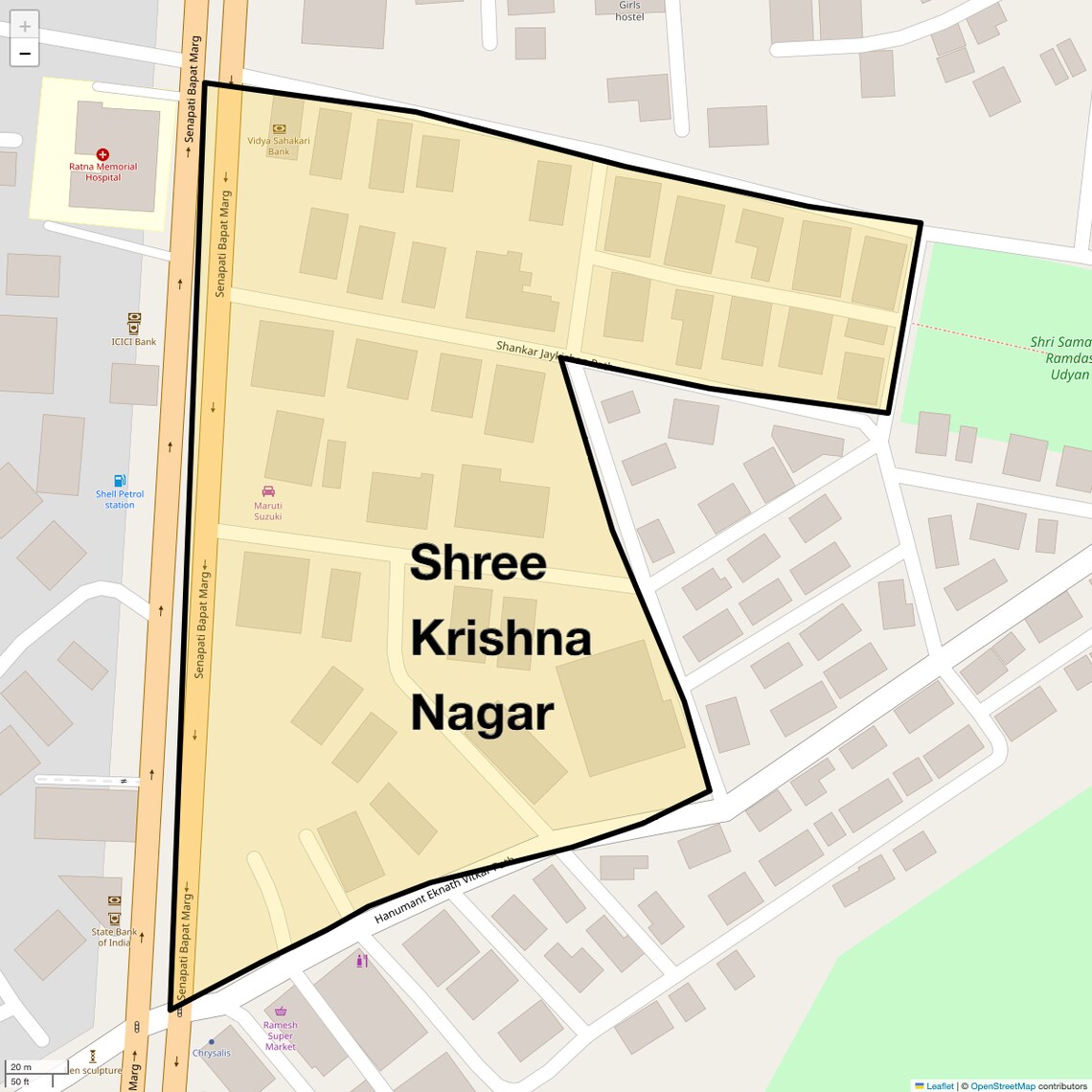 Location Map of Shree Krishna Nagar, Pune
