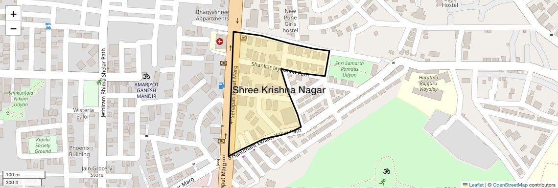 Location Map of Shree Krishna Nagar, Pune