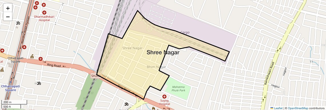 Location Map of Shree Nagar, Nagpur