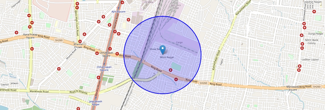 Location Map of Shree Nagar, Nagpur