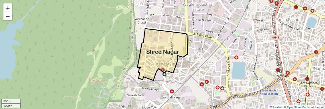 Location Map of Shree Nagar, Thane