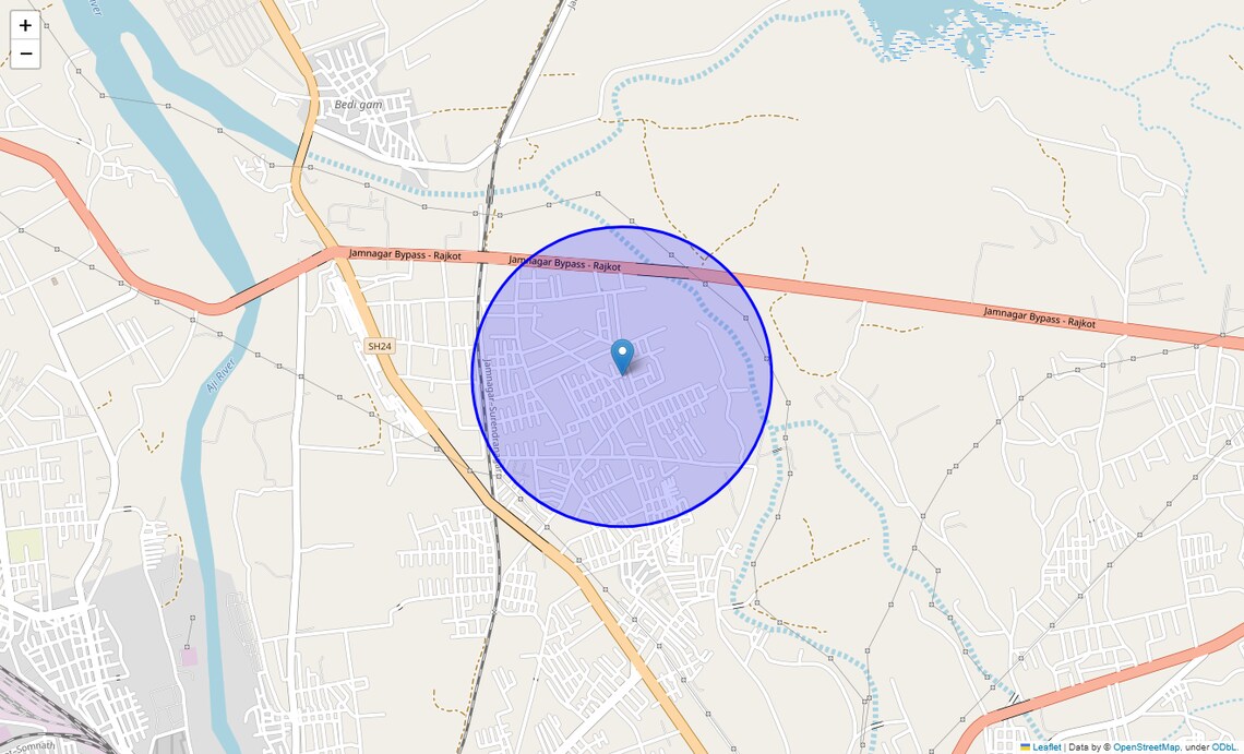 Location Map of Shree Ram Society, Rajkot