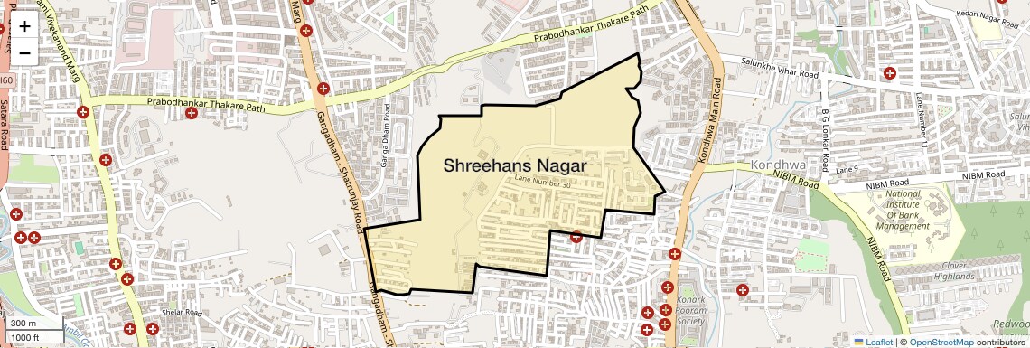 Location Map of Shreehans Nagar, Pune