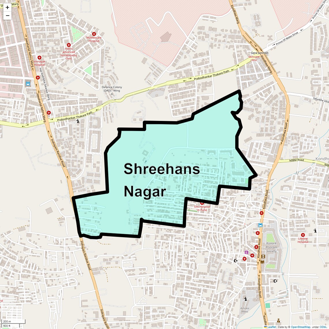 Location Map of Shreehans Nagar, Pune