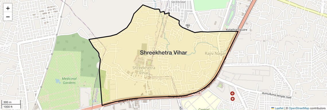 Location Map of Shreekhetra Vihar, Bhubaneswar