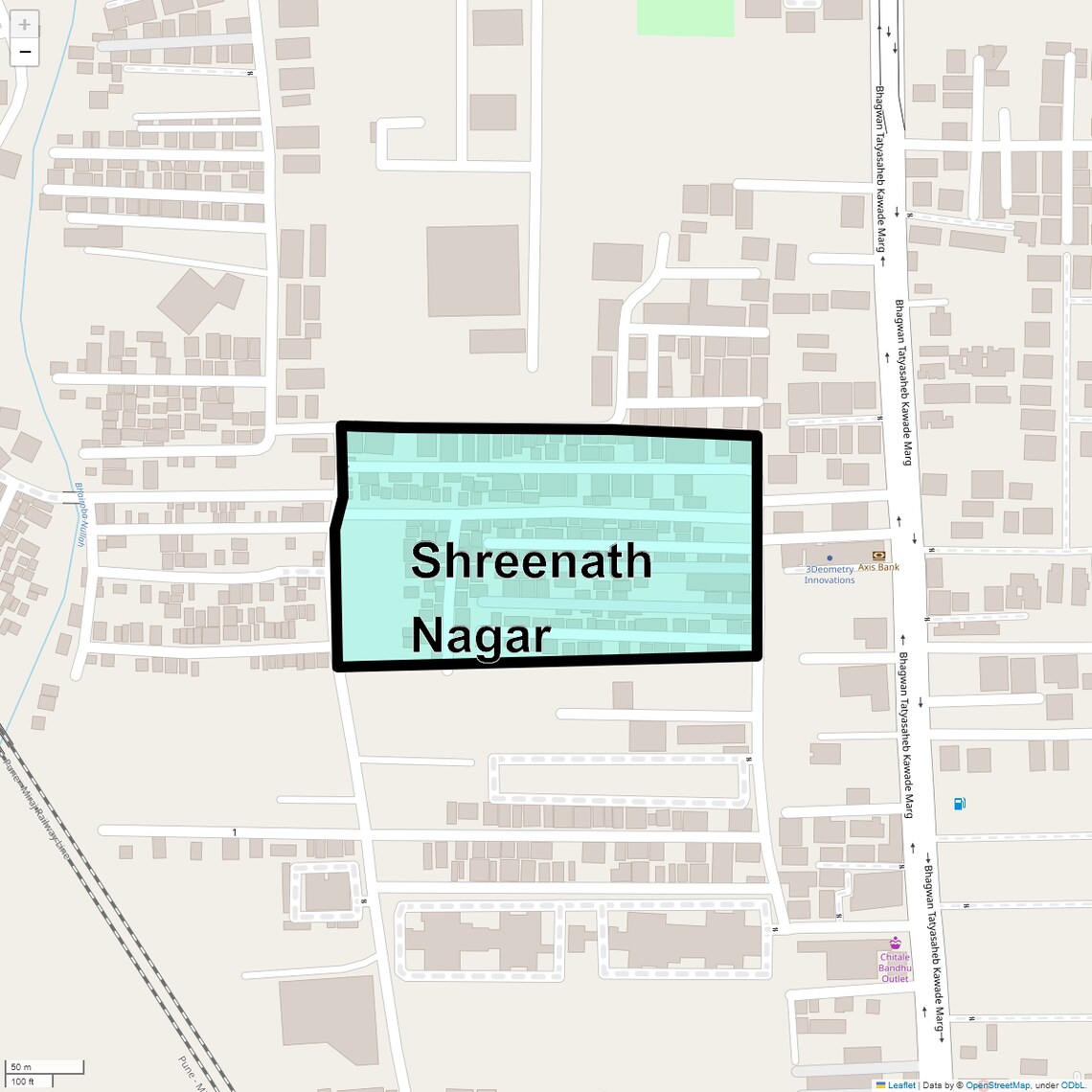 Location Map of Shreenath Nagar, Pune