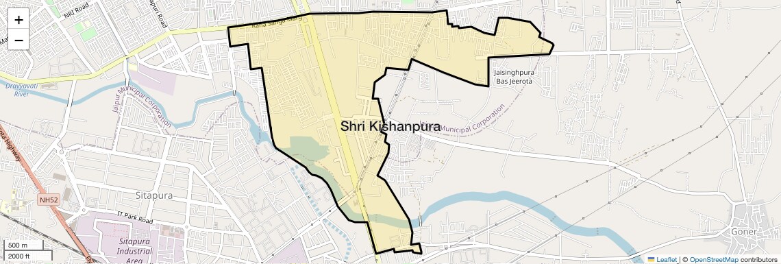 Location Map of Shri Kishanpura, Jaipur